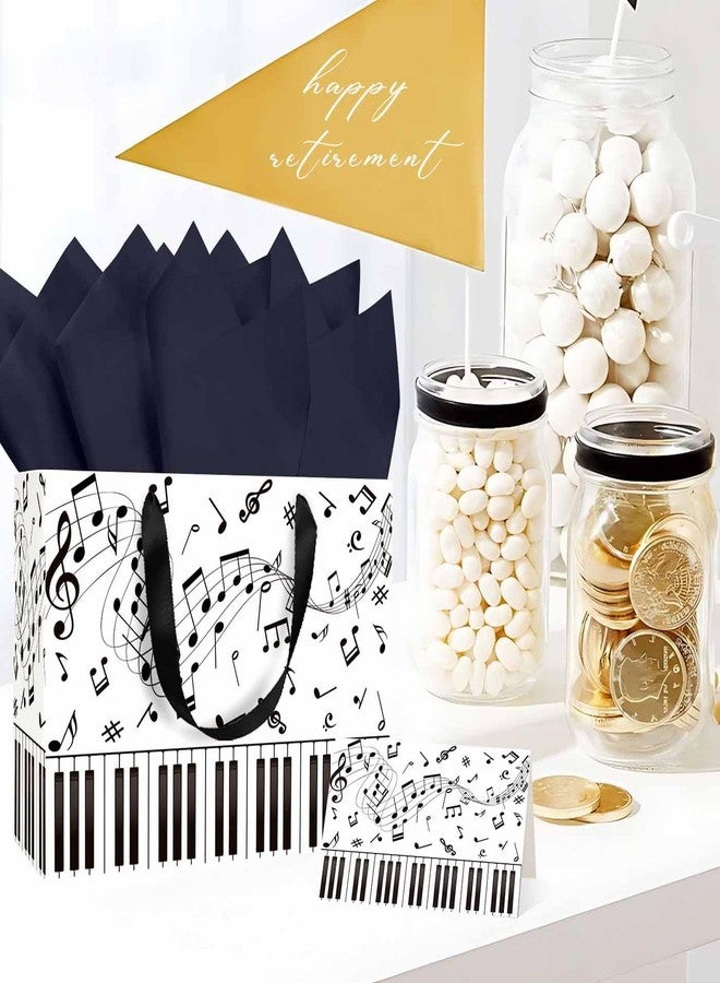 MUNILAIL 13 Inches Music Notes Gift Bag with Handle Tissue Paper and Greeting Card Musical Gift Bag for Boys Girls Birthday Party Baby Shower Music Themed Party Decorations Large Paper Bag - Image 2